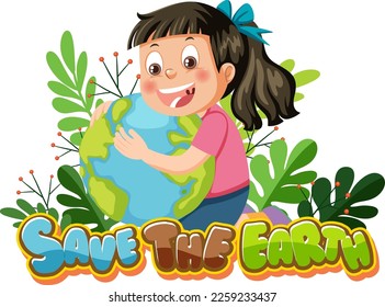 Guardar el texto de la tierra para la ilustración de diseño de pancartas o afiches