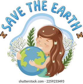 Save the earth text for banner or poster design illustration