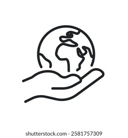 Save earth thin line icons. Perfect pixel on transparent background