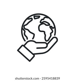 Save earth thin line icons. Perfect pixel on transparent background