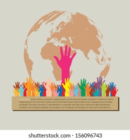 Save the Earth tree idea with hands background.