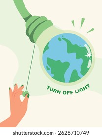 Save the earth, Turn off the light of protect environment, Environmental care concept.