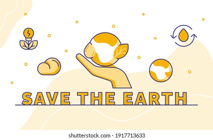 guardar la tipografía de la tierra caligrafía palabra arte con estilo de contorno