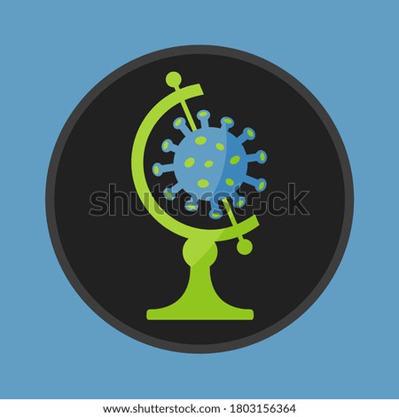 save earth vector icon graphic. warning sign coronavirus concept logo art. Infected Worldwide spread contamination disease planet illustration. creative flat design corona virus contagion globe symbol