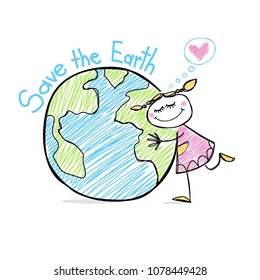 Save The Earth. Vector illustration. hand drawing vector design.
