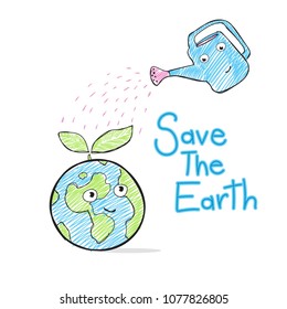 Save The Earth. Vector illustration. Isolated on white background.