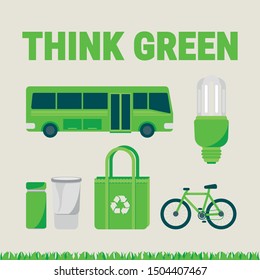 save earth vector/green concept/think green