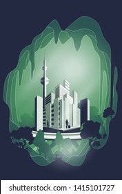 Save the earth and world environment day, ECO friendly Concept, Paper cut and Digital craft style