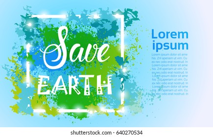 Save Earth World Environment Day Ecology Protection Holiday Greeting Card Flat Vector Illustration