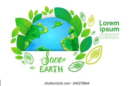 Save Earth World Environment Day Ecology Protection Holiday Greeting Card Flat Vector Illustration