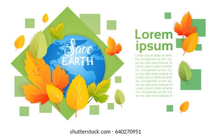 Save Earth World Environment Day Ecology Protection Holiday Greeting Card Flat Vector Illustration