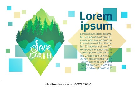 Save Earth World Environment Day Ecology Protection Holiday Greeting Card Flat Vector Illustration