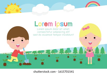 save the Earth, World Ozone Day, children love for the Earth and care for the environment, save the planet, ecology concept vector illustration isolated on background Template for advertising brochure