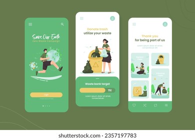 Save earth zero waste illustration onboard mobile screen template