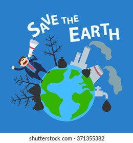 Save Earthecology Concept Illustrationprotect Environment Megaphone ...