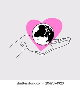 Salvar la Tierra.Hand dibujó ilustración vectorial para afiches, pancartas o tarjetas sociales. ¡Feliz Día de la Tierra!