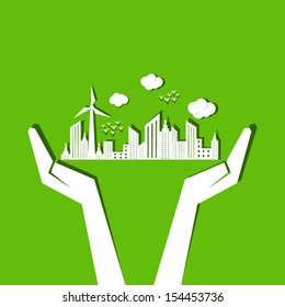 Save eco city concept -vector illustration