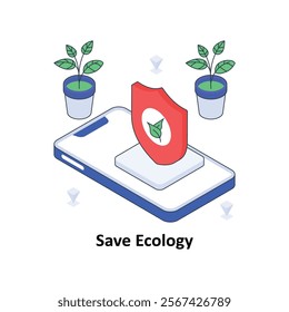 Save Ecology isometric Colored illustration. EPS File stock illustration