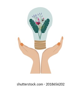 Save the electricity. Go green. Eco friendly. World environment day. Vector illustration. 