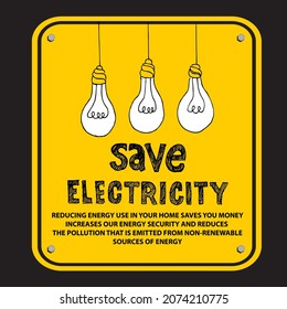 Guardar electricidad, afiche y pancarta