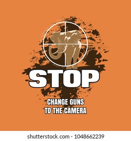 Save Elephants. Change Guns to the Camera. Poster Template