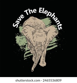 Save The Elephants. T shirt design.