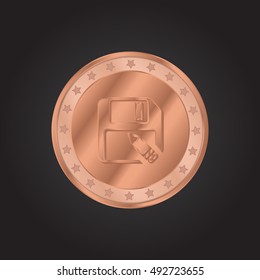 Save embossed realistic bronze coin precious Icon / Logo Design
