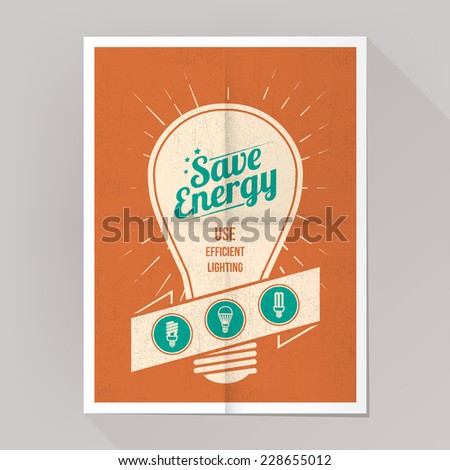 Save energy cfl lamps poster with bulbs icons set.
