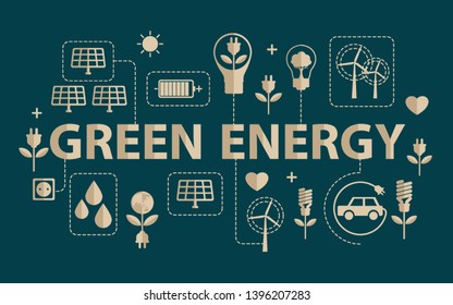 Save energy concept. Renewable energy. Green energy. Save world vector illustration.