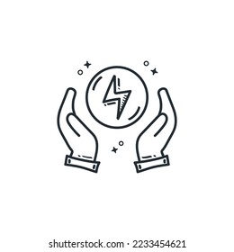 Save energy doodle icon drawing vector cartoon illustration