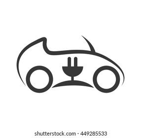 Save energy and eco concept represented by eco car icon. isolated and flat illustration 
