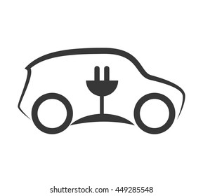 Save energy and eco concept represented by eco car icon. isolated and flat illustration 
