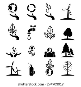 save energy and environment concept icons set ,green concept, globe with hand represent energy saving and love the earth illustration concept