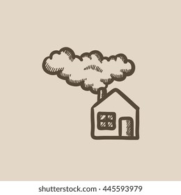 Save energy house vector sketch icon isolated on background. Hand drawn Save energy house icon. Save energy house sketch icon for infographic, website or app.