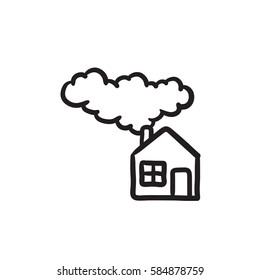 Save energy house vector sketch icon isolated on background. Hand drawn Save energy house icon. Save energy house sketch icon for infographic, website or app.