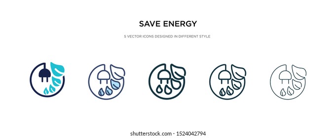 save energy icon in different style vector illustration. two colored and black save energy vector icons designed in filled, outline, line and stroke style can be used for web, mobile, ui