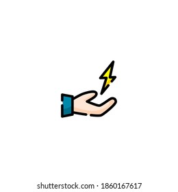 Save energy icon. Ecology icon. Simple, flat, outline, black, color.