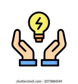 Save Energy Icon, Filled Line style icon vector illustration, Suitable for website, mobile app, print, presentation, infographic and any other project.