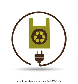 save energy icon, green recycle bag, vector illustration