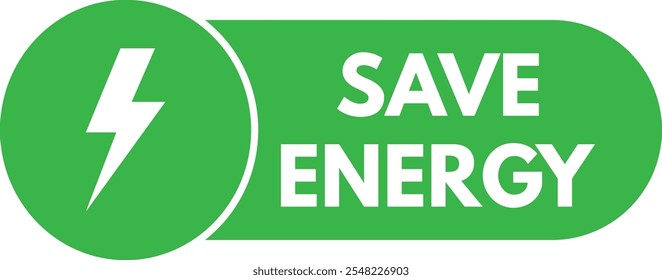 Guardar Icono de energía . Símbolo de ahorro de energía verde con icono de energía . Ilustración vectorial