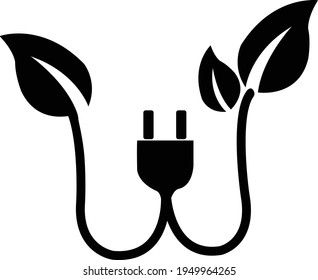 icono de ahorro de energía. Hojas.