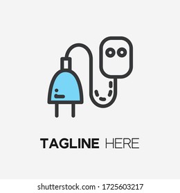 
save energy icon and symbol with head connecting cable illustration