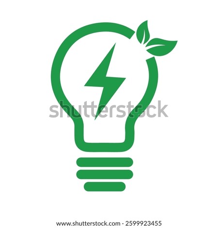 Save energy icon symbol. Light bulb with a energy icon and green leaf. Eco friendly, environmentally. Eco icon. Vector illustration.