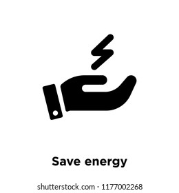 Save energy icon vector isolated on white background, logo concept of Save energy sign on transparent background, filled black symbol