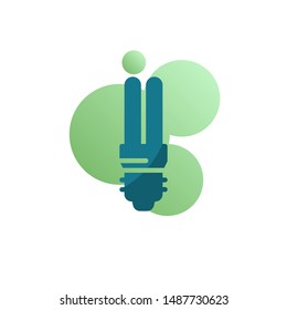 Save energy lamp icon vector, Energy saving light bulb filled flat sign, bicolor pictogram, green colors. Symbol, logo illustration