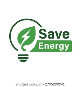 Save Energy Light Bulb Eco Leaf Green Power Conservation Logo