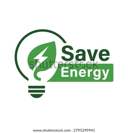 Save Energy Light Bulb Eco Leaf Green Power Conservation Logo