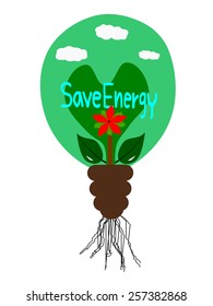 Save Energy Light bulb, Vector
