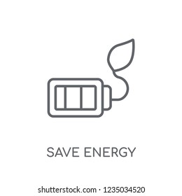 Save energy linear icon. Modern outline Save energy logo concept on white background from Ecology collection. Suitable for use on web apps, mobile apps and print media.