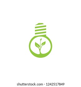 Save Energy logo, Bulb Lamp with plant logo